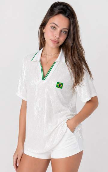 Camisa Polo Paetê Hexa